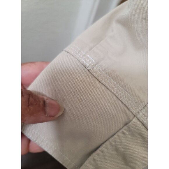 Eddie Bauer Beige Cotton Jacket With Metal Toggle Closures Multiple Pockets Size - Picture 15 of 15
